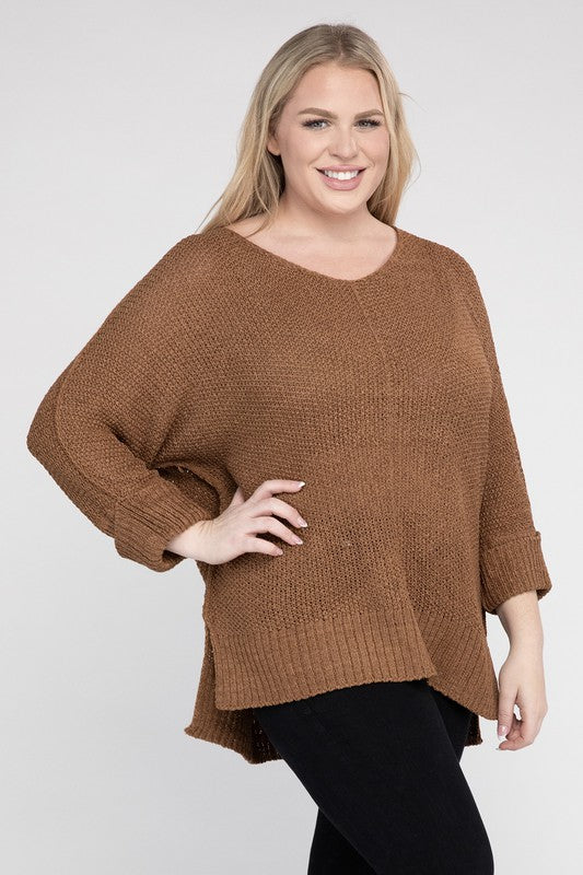 Eesome Plus Size Crew Neck Knit Sweater 5Colors XL-2X