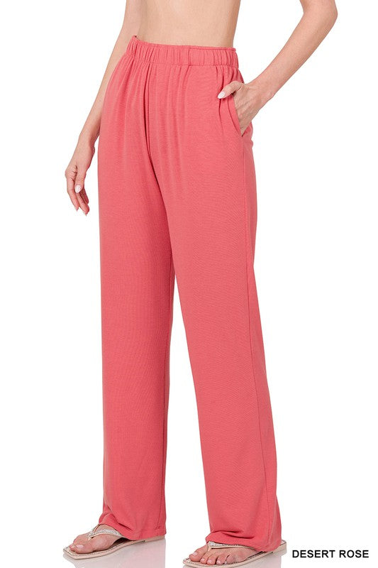 Zenana Drawstring Lounge Womens Pants Black or Pink S-XL