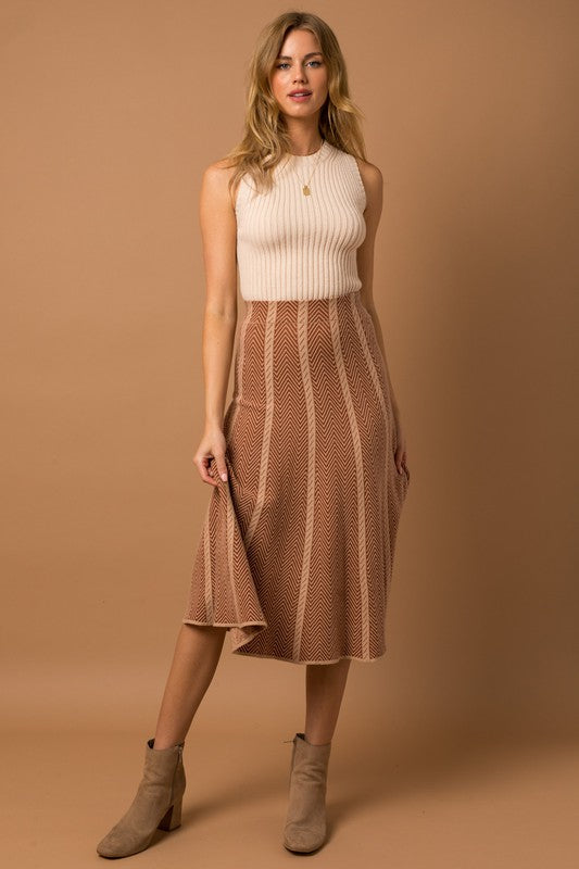 Gilli Classy Herringbone Stripe Womens Sweater Skirt S-L