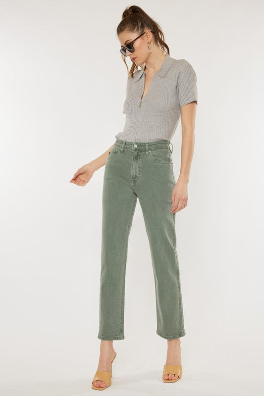 Kan Can Ultra High Rise 90's Olive Straight Womens Jeans 24-31