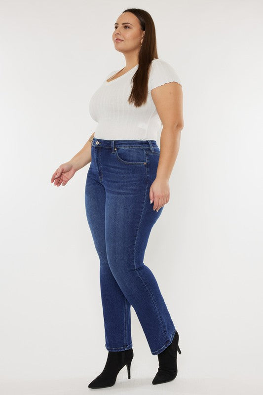 Kan Can Plus Size Slim Straight Dark Stone Womens Jeans 16-22W