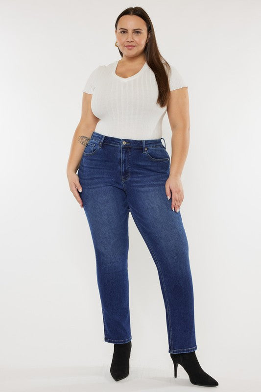 Kan Can Plus Size Slim Straight Dark Stone Womens Jeans 16-22W
