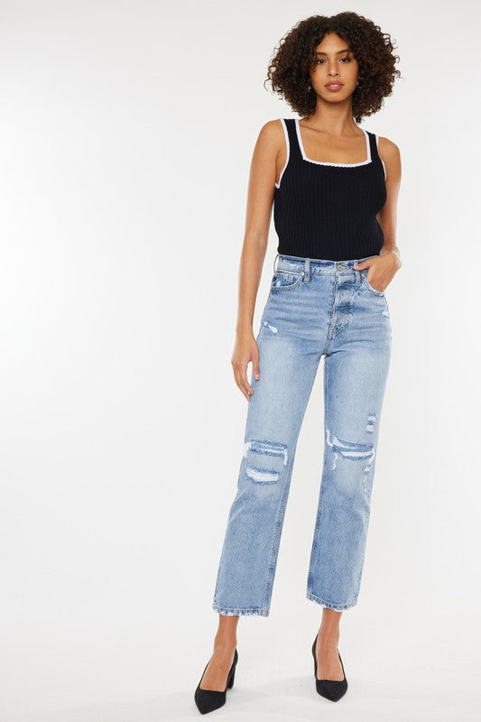 Kan Can High Rise 90's Womens Boyfriend Jeans Light Wash Size 23-31