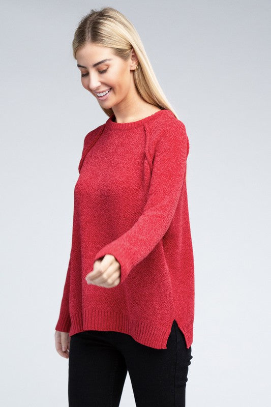 Zenana Raglan Chenille Sweater 5Colors S-L