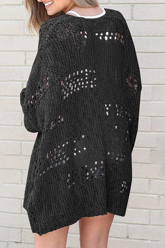 EG Fashion Crochet Dolman Knit Sleeve Cardigan 2Colors S-XL