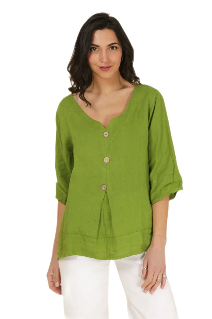 Made in Italy Colette Rylee Blouse 100% linen OSFM