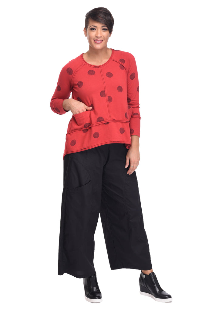 Presley Top in Red Thumbprint