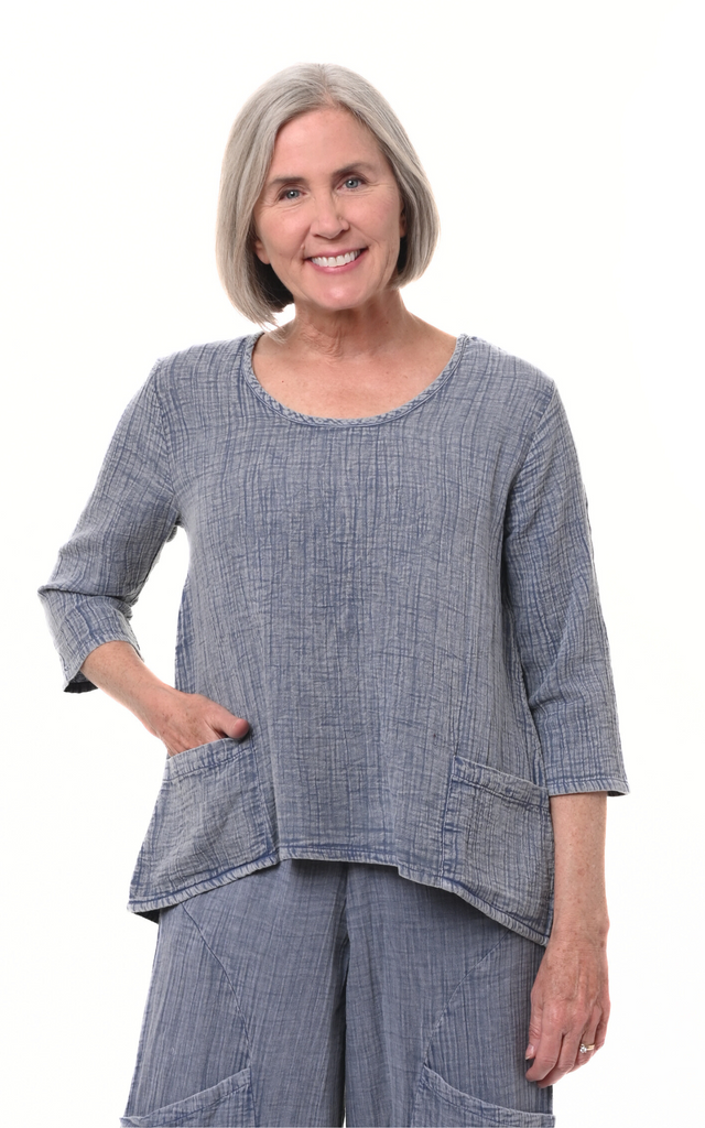 Carly Pullover Top Cotton Gauze in Stone Size X-Small