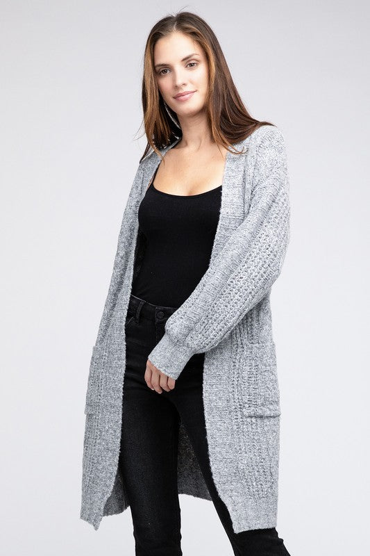 Bibi Twist Knitted Open Front Womens Cardigan Pockets 7Colors S-XL