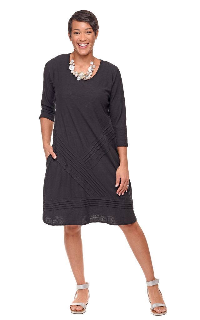 Tulip Urban Womens Cotton Slub Knit Dress in Black M Tulip Urban Womens Cotton Slub Knit Dress in Black M