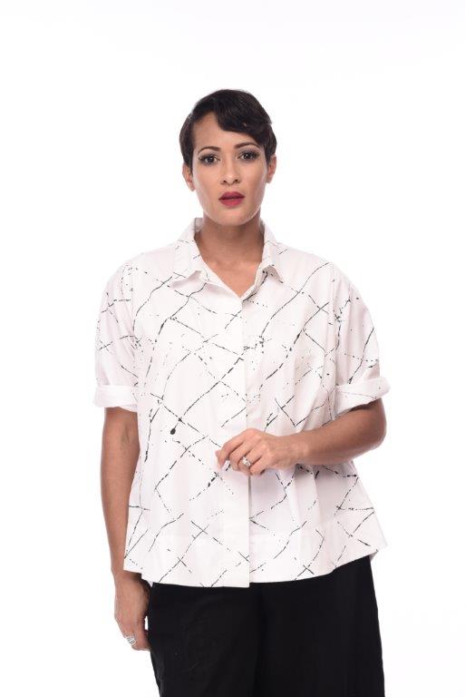 Alice Womens Shirt in White Ink Spot