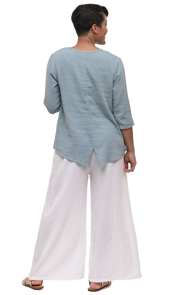 Womens Palazzo Pant Cotton Gauze in White