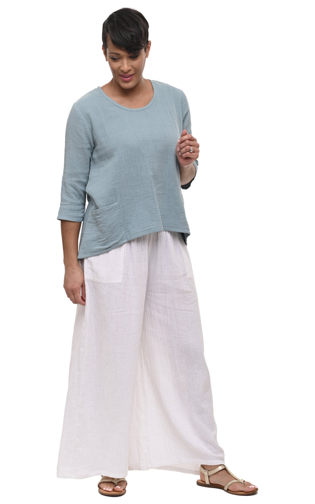 Palazzo Pant Cotton Gauze in White