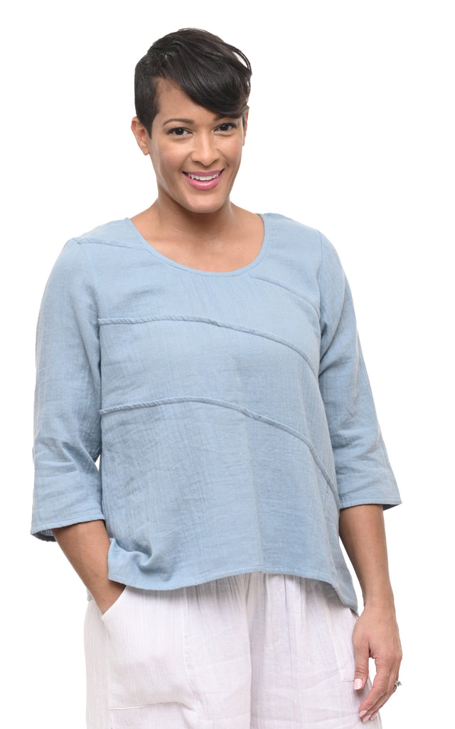 Adeline Womens Pullover Top Cotton Gauze in Abyss