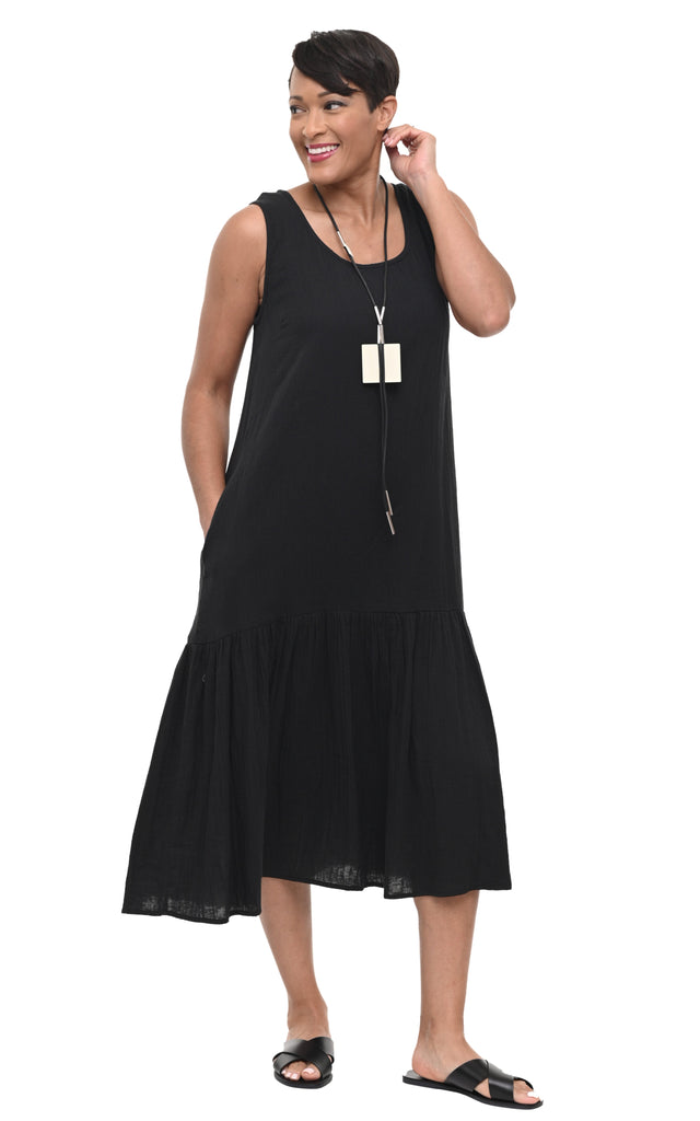 Yvette Womens Dress Cotton Gauze in Black