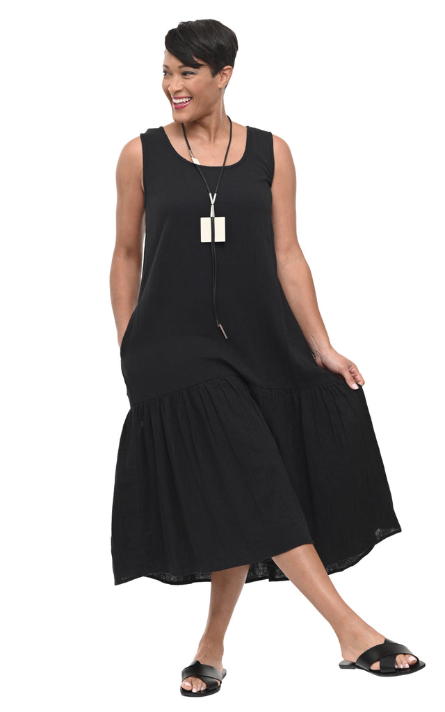 Yvette Womens Dress Cotton Gauze in Black