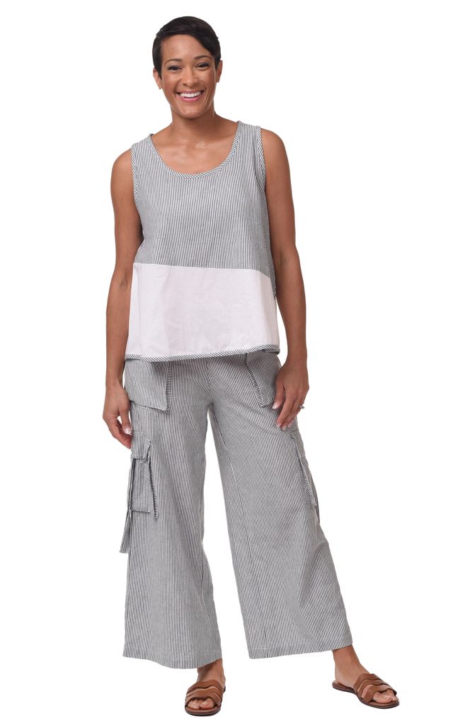 Benson Womens Color Block Tank in Ticking Stripe