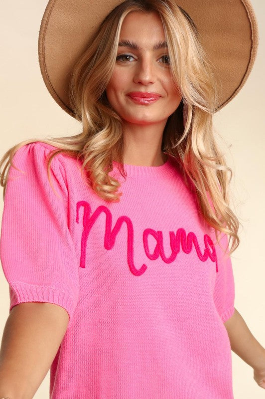 Haptics Plus size Mama Raised Letter Short Sleeve Womens Sweater