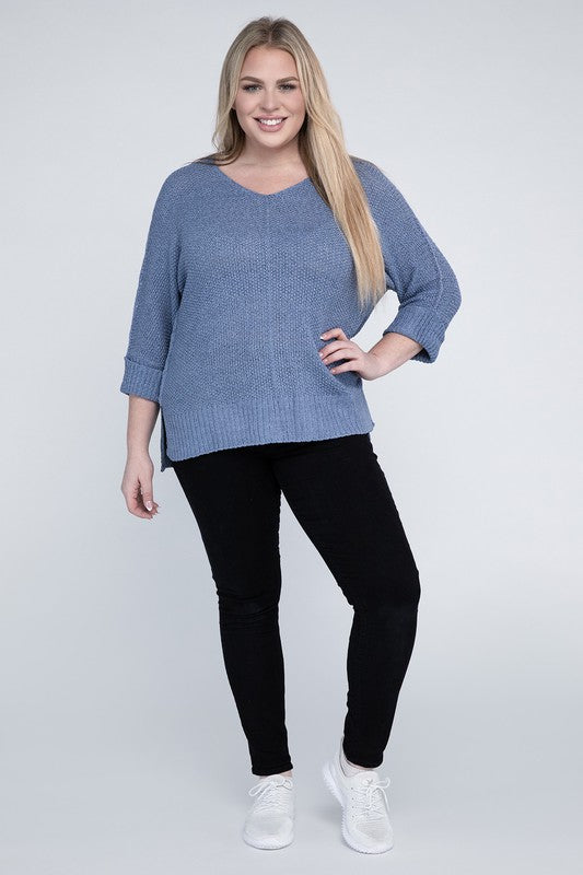 Eesome Plus Size Crew Neck Knit Womens Sweater 5Colors XL-2X