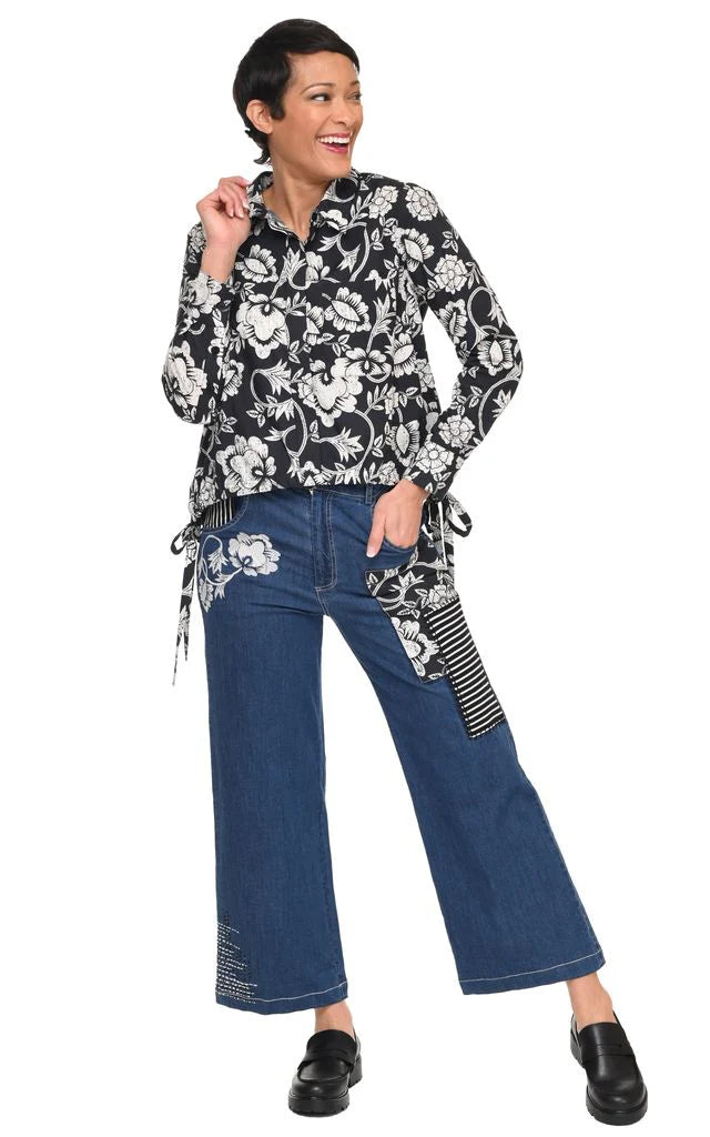 Tulip Clothing Wylie Denim Womens Pant with Harvest Floral