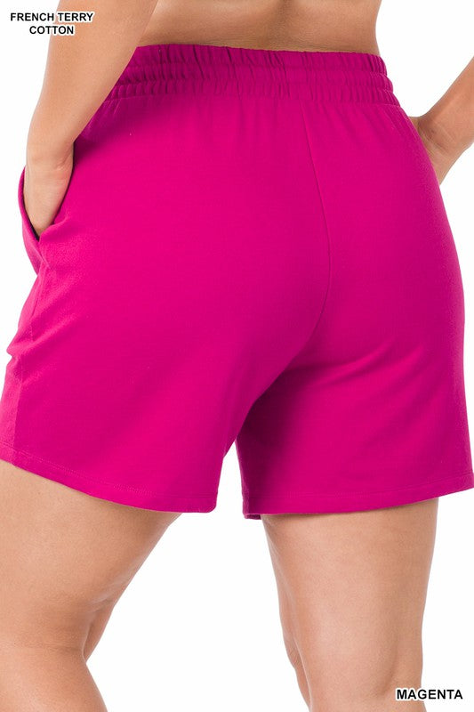 Zenana Plus Size French Terry Drawstring Shorts 2Colors