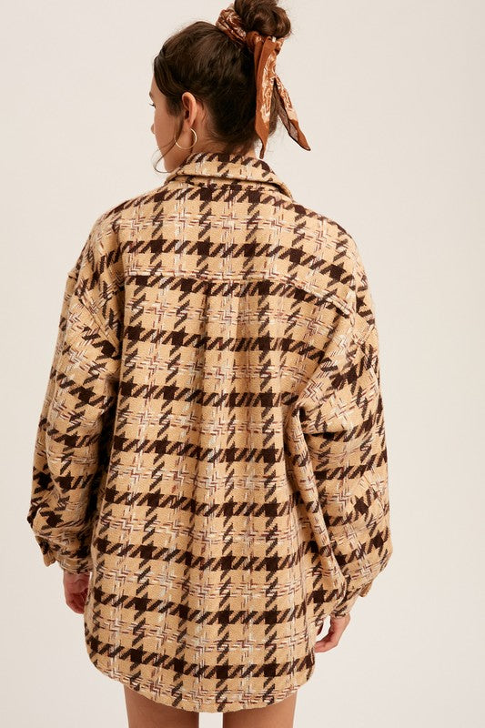 Listicle Oversized Plaid Soft Sherling Shacket S-L