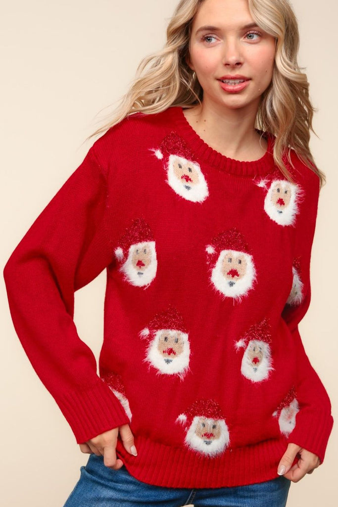 Haptics Santa Sparkle Brushed Womens Pullover Sweater