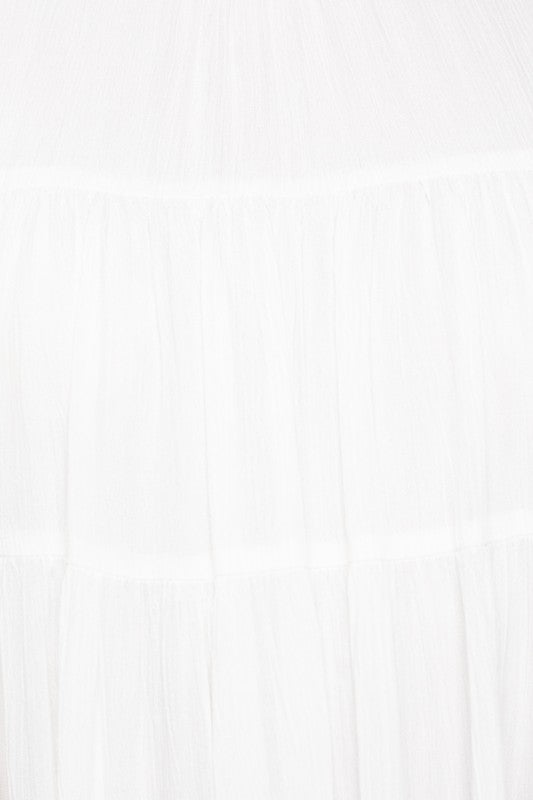 Gilli Sleeveless Ruffle Neck Tiered Dress White S-L