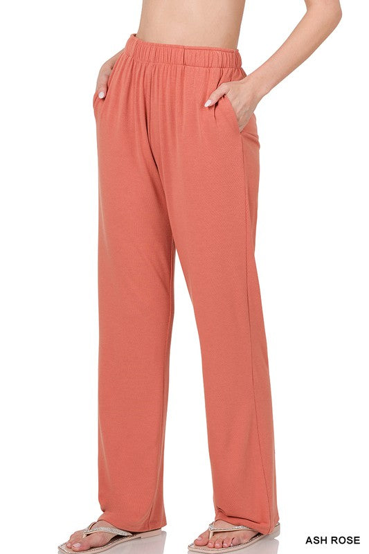 Zenana Drawstring Lounge Pants Black or Pink S-XL