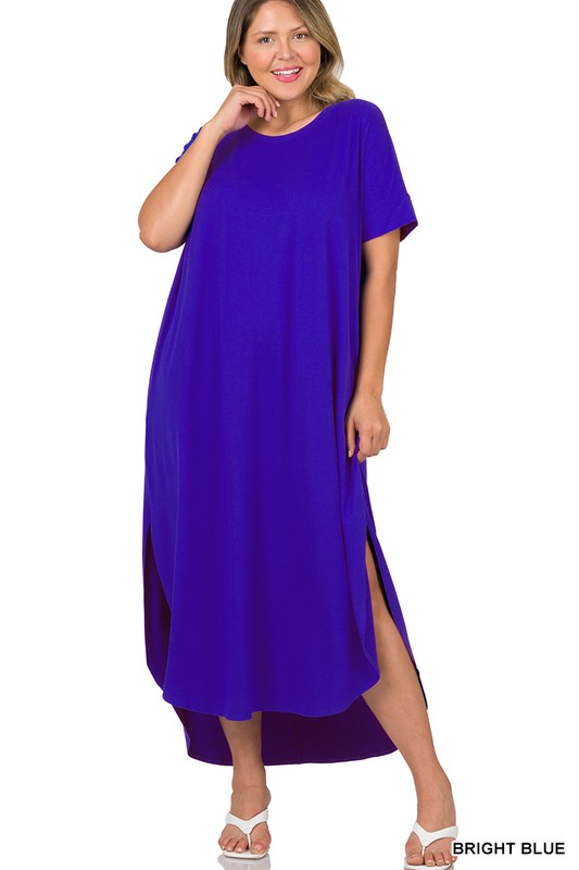 Zenana Plus Size Brushed Soft Womens Maxi Dress or Night Gown 2Colors