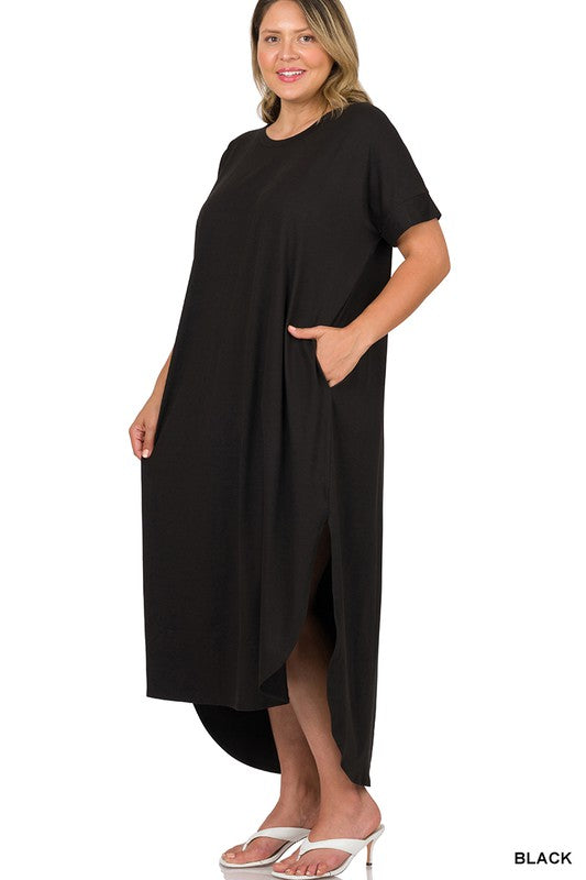 Zenana Plus Size Brushed Soft Womens Maxi Dress or Night Gown 2Colors