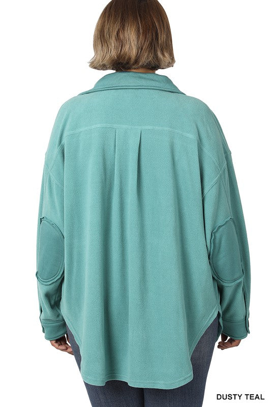 Zenana Plus Size Oversized Basic Fleece Shacket 2Colors