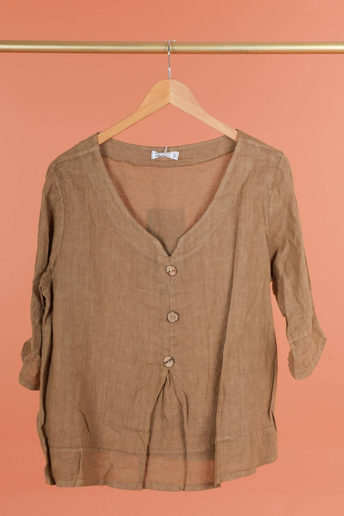 Made in Italy Colette Rylee Blouse 100% linen OSFM