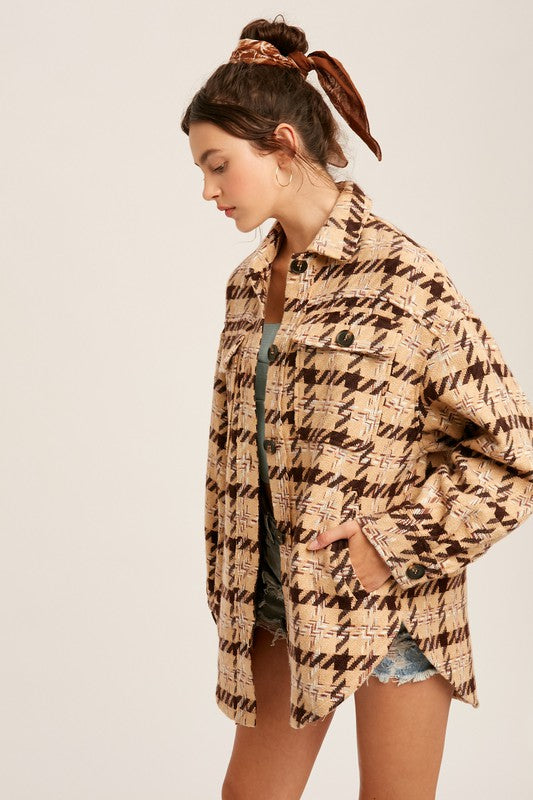 Listicle Oversized Plaid Soft Sherling Shacket S-L