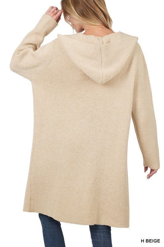 Zenana Hooded Open Front Cardigan 4Colors S-XL