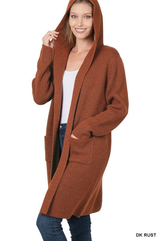Zenana Hooded Open Front Cardigan 4Colors S-XL