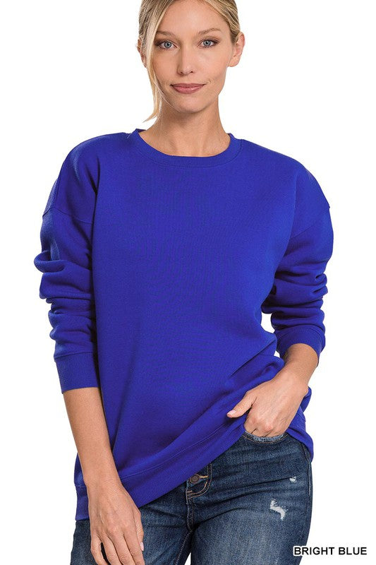 Zenana Drop Shoulder Round Neck Sweatshirt 3 Colors S-XL