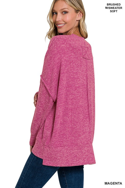 Zenana Brushed Melange Hacci Oversized Sweater 2Colors S-XL