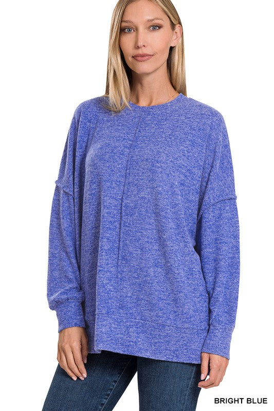 Zenana Brushed Melange Hacci Oversized Sweater 2Colors S-XL