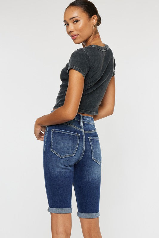 Kan Can High Rise Cuff Bermuda Jeans 0/23 - 15/31