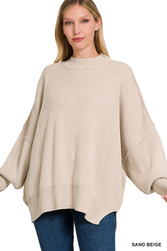 Zenana Side Slit Quality Oversized Sweater 8Colors S-XL