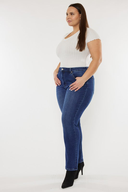 Kan Can Plus Size Slim Straight Dark Stone Jeans 16-22W