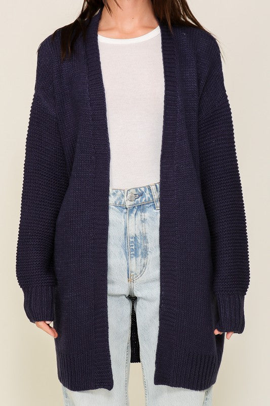 Open Front Cardigan With Back Heart Navy or Taupe S-L