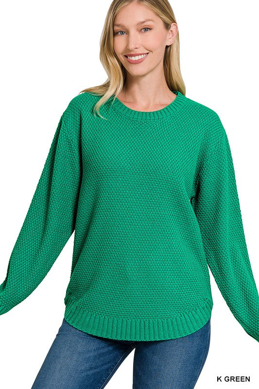 Zenana Basic Round Crew Neck Sweater 7Colors S-L