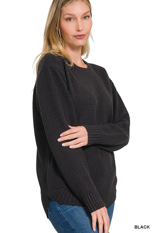 Zenana Basic Round Crew Neck Sweater 7Colors S-L