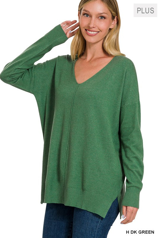 Zenana Plus Size Center Front Seam Sweater 6Colors 1X-3X