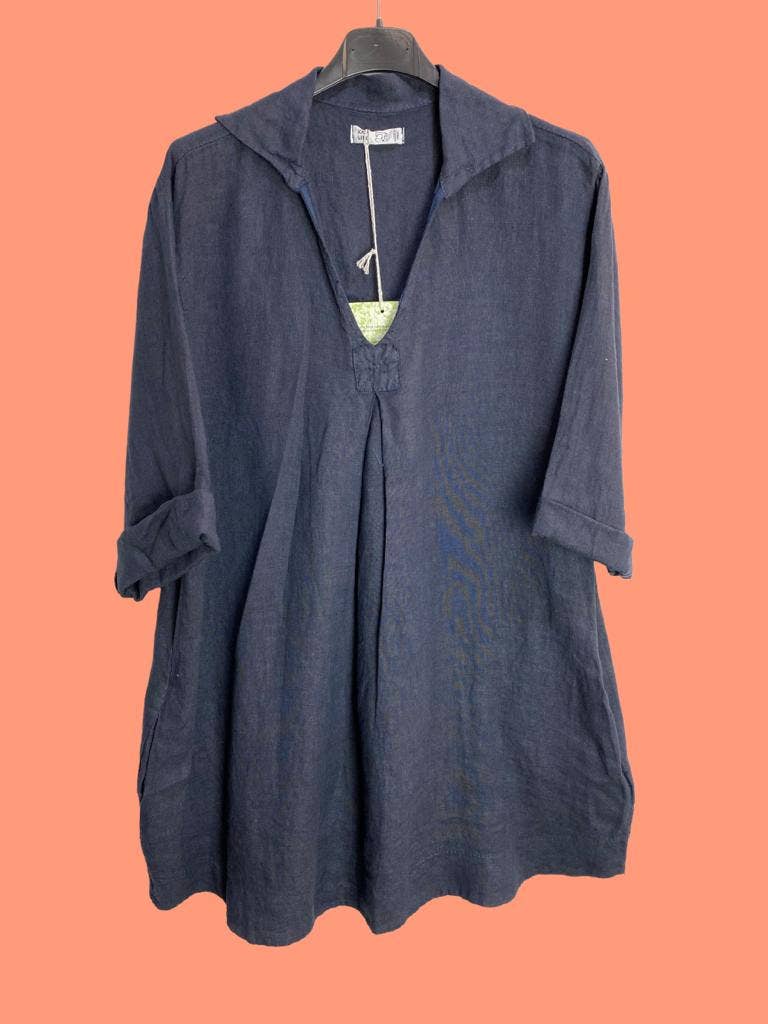 Made in Italy Colette Alayna Womens Tunic 100% LINEN OSFM