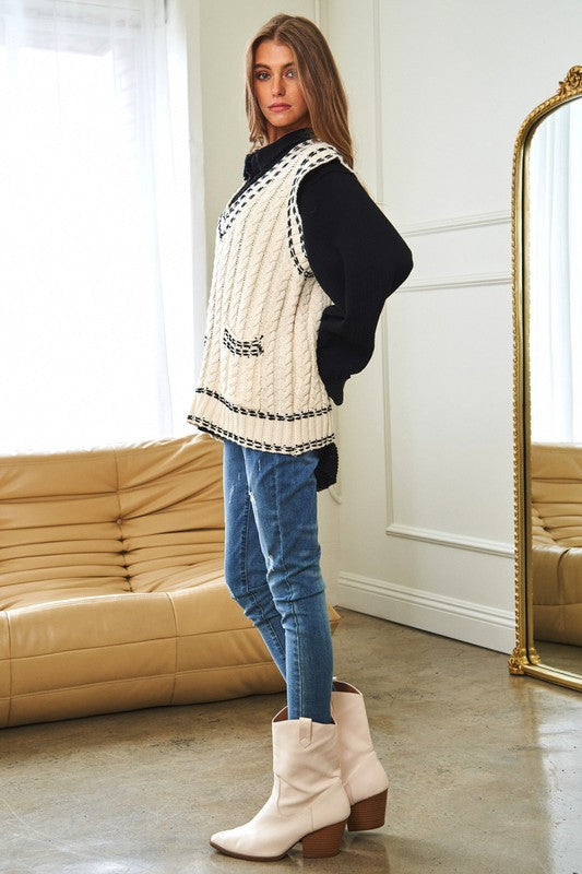 Davi & Dani Solid V-Neck Pocket Womens Sweater 3Colors S-XL
