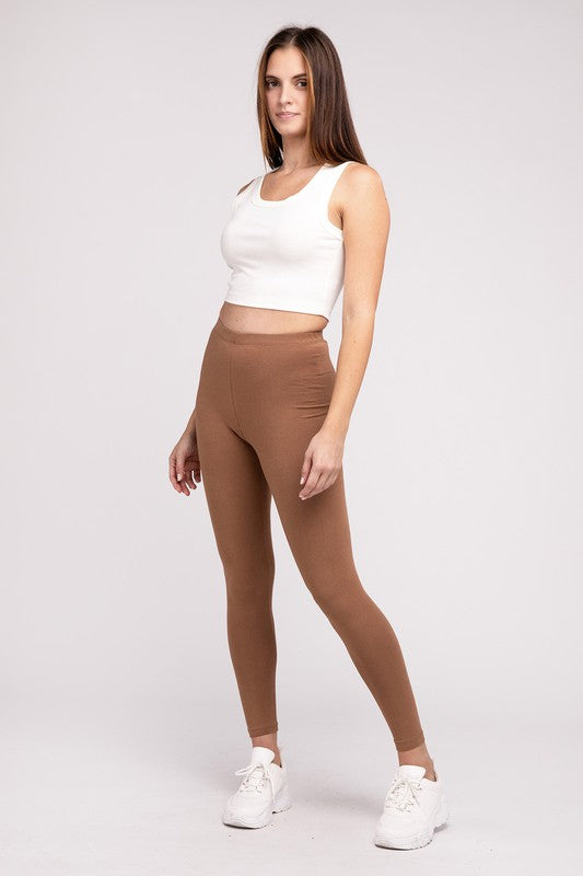 Zenana Premium Cotton Full-Length Leggings 6Colors S-XL