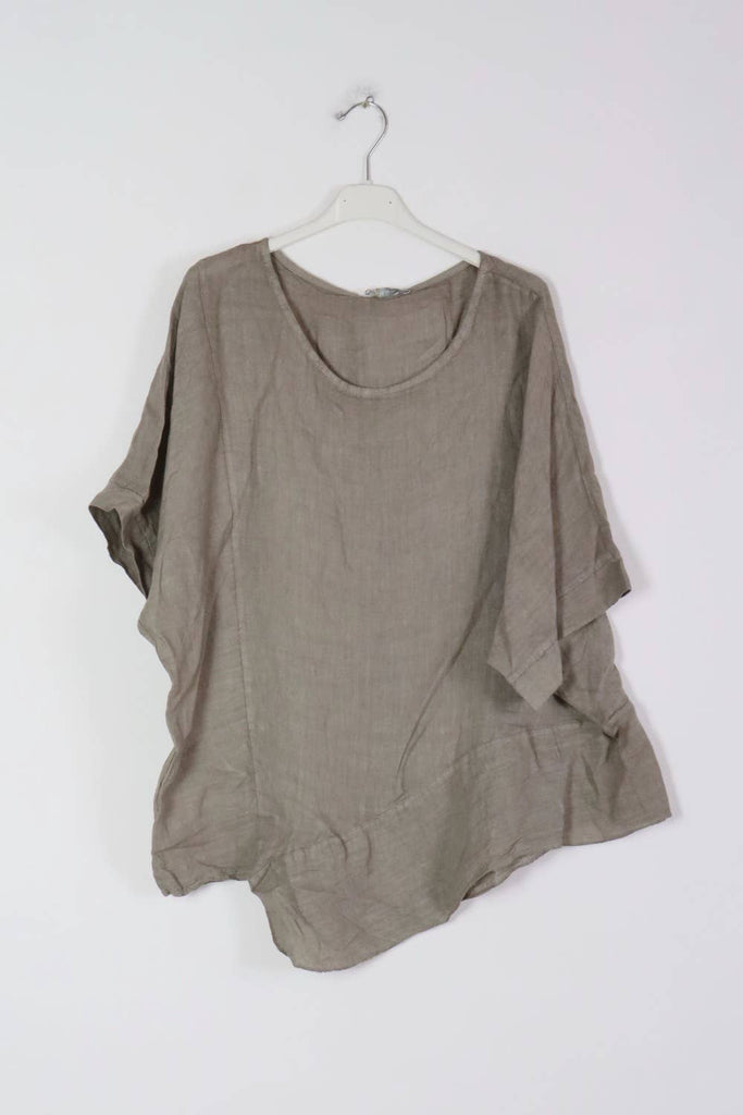 Made In Italy Lola Asymmetrical Oversized 100% Linen Tunic 2Colors OSFM